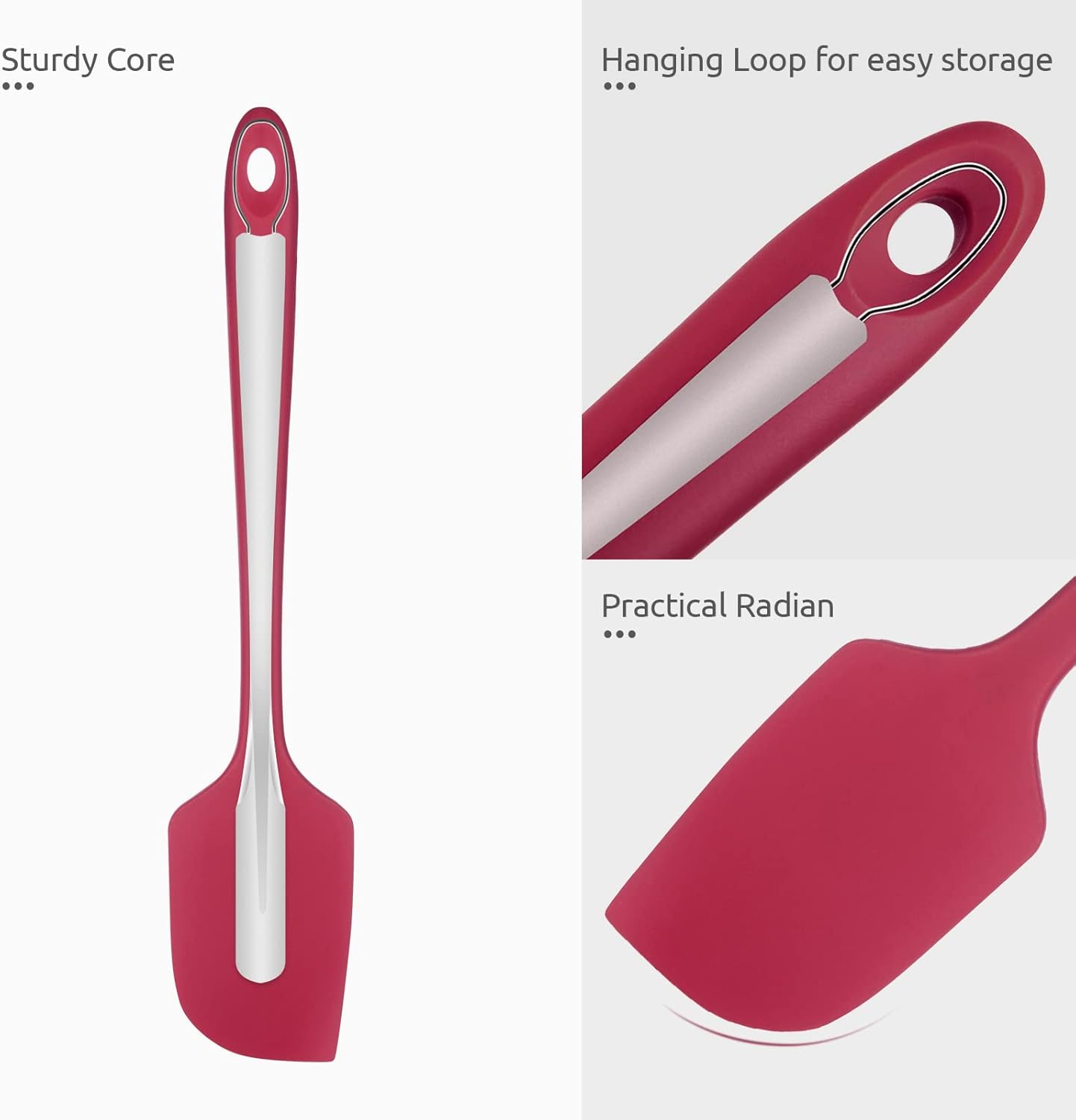 14in Extra Large Silicone Spatula: U-Taste 600ºF Heat Resistant Flexible Silicon Mixing Stirring Cooking Scraping Baking Bowl Scraper Seamless Spreader for Kitchen Nonstick Cookware (Red)