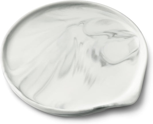 Oversized Spoon Rest,Ceramic Spoon Rest for Kitchen Counter Dishwasher Safe Marble Decor Spoon Holder for Kitchen,7 Inches