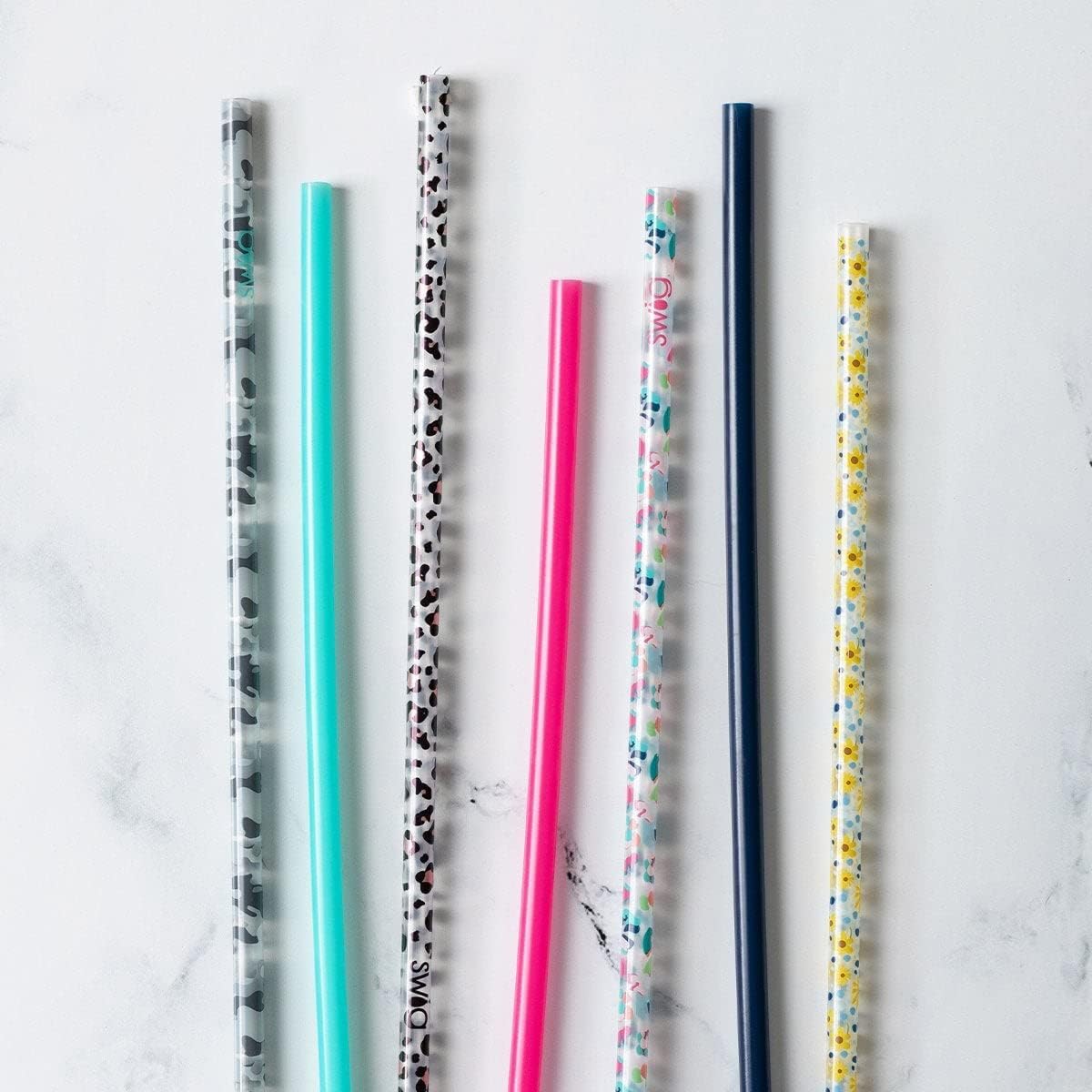 Swig Life Reusable Straws Let's Go Girls + Pink Glitter Tall Straw Set & Cleaning Brush, Each Straw is 10.25 inch Long (Fits Swig Life 20oz Tumblers, 22oz, and 32oz Tumblers)