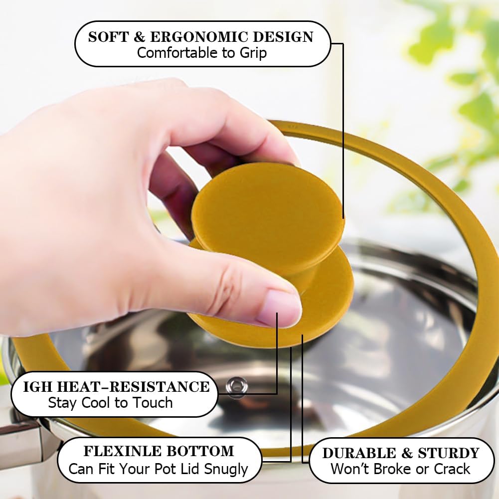 JoyTube Universal Pot Pan Lids Replacement Knob, Silicone Heat Resistant Pan Cover Holding Handles BPA Free Dishwasher Safe Fits Skillets and Kitchen Cookware (Pack of Two-Orange)