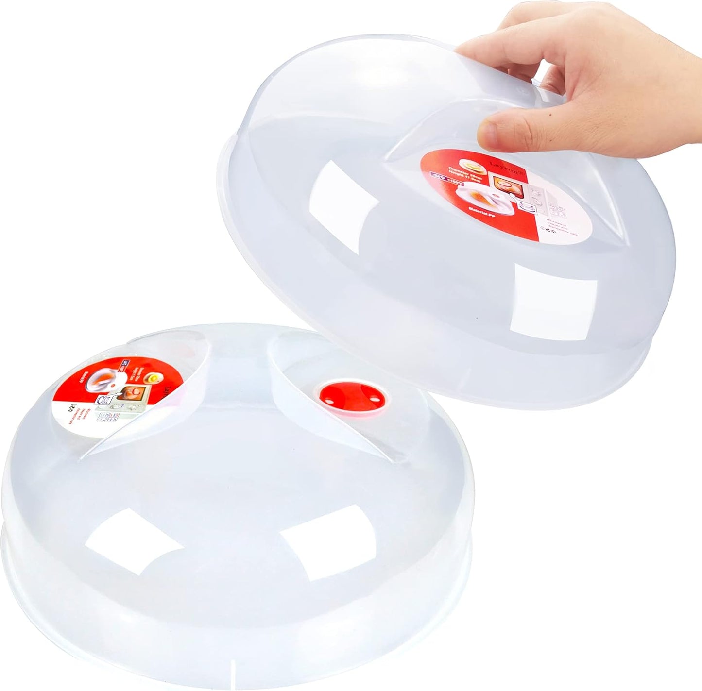 Microwave Cover for Food, Large Microwave Plate Cover Guard Lid with Steam Vents Keeps Microwave Oven Clean, 11.5 Inch BPA Free & Dishwasher Safe-2PCS red