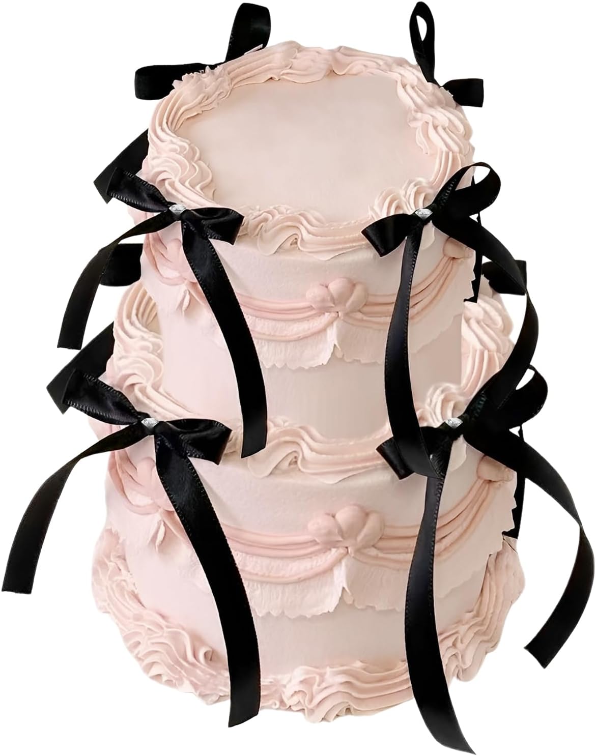 Bow Cake Toppers, 10 Pcs Large Black Bows Cupcake Toppers Themed Party Decorations, Black Birthday Cake Decorations for Wedding Baby Shower Party Supplies