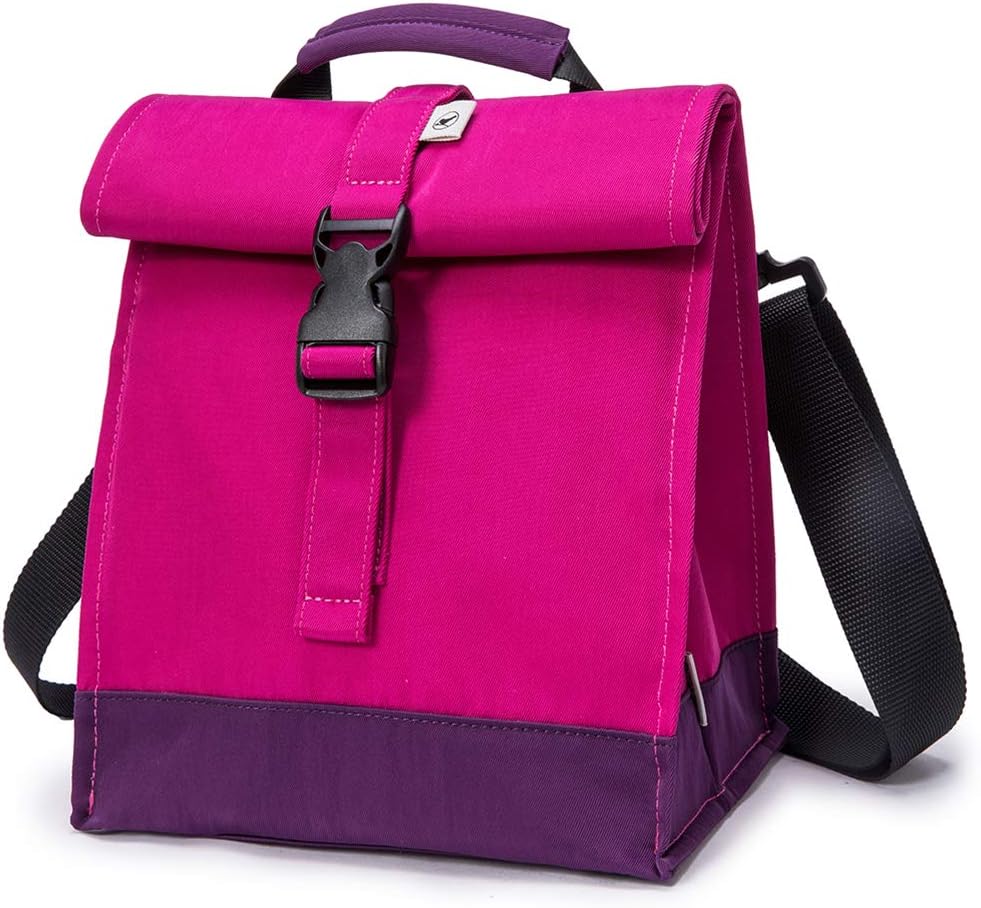 SUNNY BIRD Insulated Lunch Bag Rolltop Lunch Box Tote Lunchbox Bag for Women, Girls, Teens and Kids (Purple)