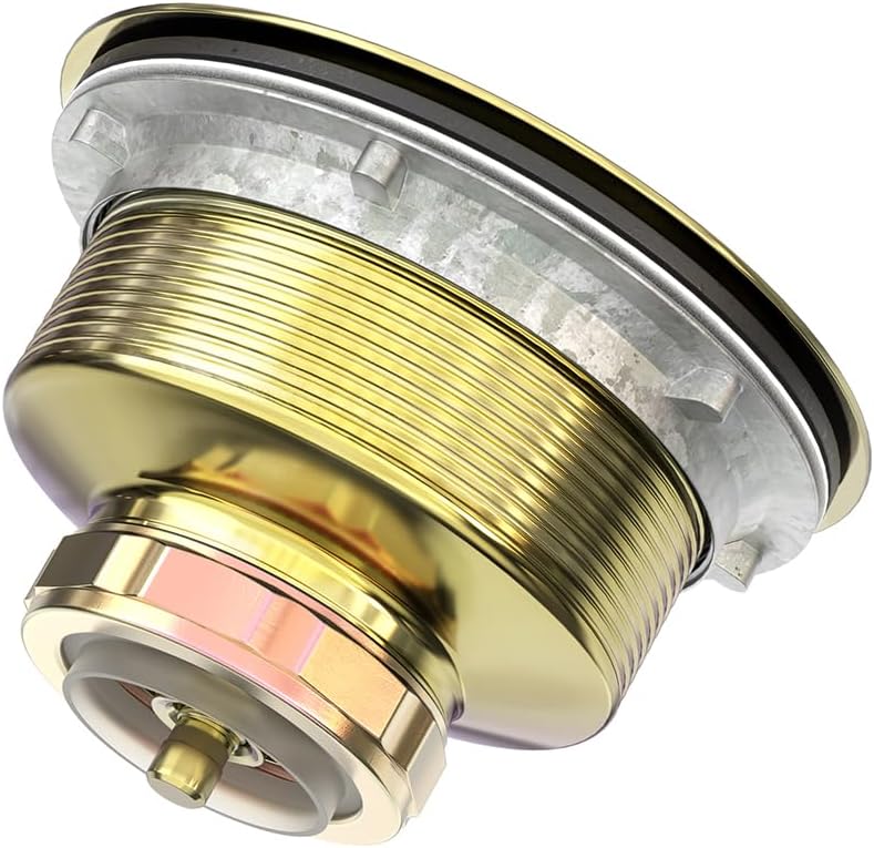 KONE 3-1/2 Inch Kitchen Sink Drain Assembly Stainless Steel Gold Kit with Strainer Basket/Rubber Stopper, Rustproof Durable Gold Finish Replacement for Standard Commercial Sink Drains