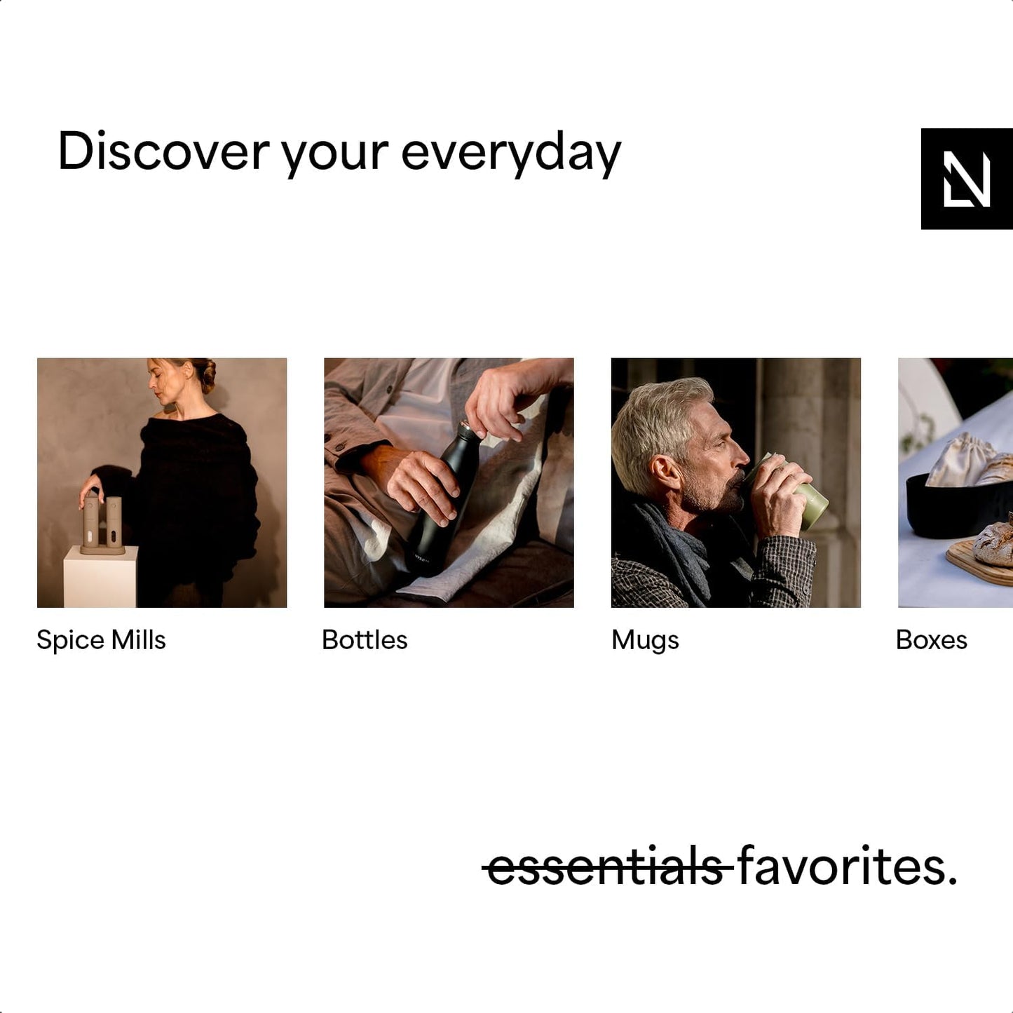 LARS NYSØM Bread Box I Metal Box with linen bag for long lasting freshness I Bread Bin with bamboo lid usable as cutting board I 13.4x7.3x5.3In (Midnight Blue)