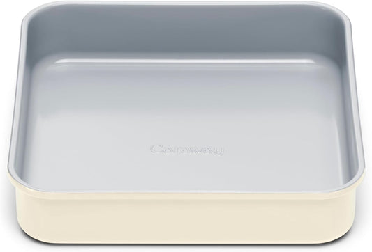 Caraway 9” Square Pan - Non-Stick Ceramic Coating - Free From Forever Chemicals - Cake Pan Perfect for Brownies, Lemon Bars, & More - Cream