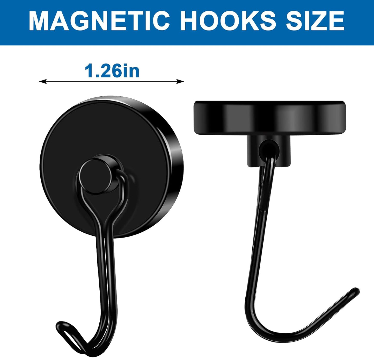 LOVIMAG Hooks, 110lbs+ Magnetic Magnet Hook 2025 Cruise Cabin Ship Essentials Heavy Duty Strong Refrigerator Fridge Hanging for Classroom Beach Vacation Kitchen Grills Home Mug Hanger (3 Pack), Black