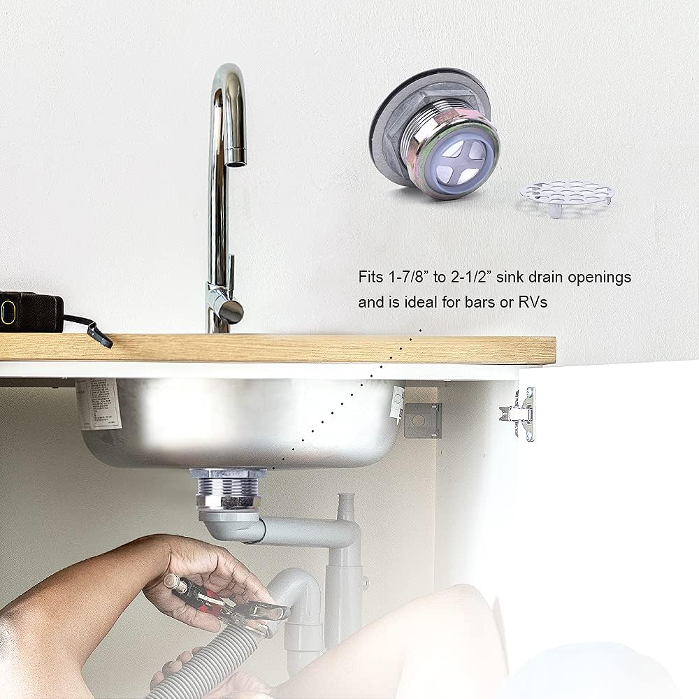 Stainless Steel Shower Strainer Assembly W/Flat Grid Strainer for Bar or Bathroom Sinks