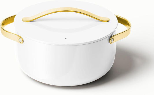 Caraway Nonstick Ceramic Dutch Oven Pot with Lid (6.5 qt, 10.5") - Non Toxic, PTFE & PFOA Free - Oven Safe & Compatible with All Stovetops (Gas, Electric & Induction) - White