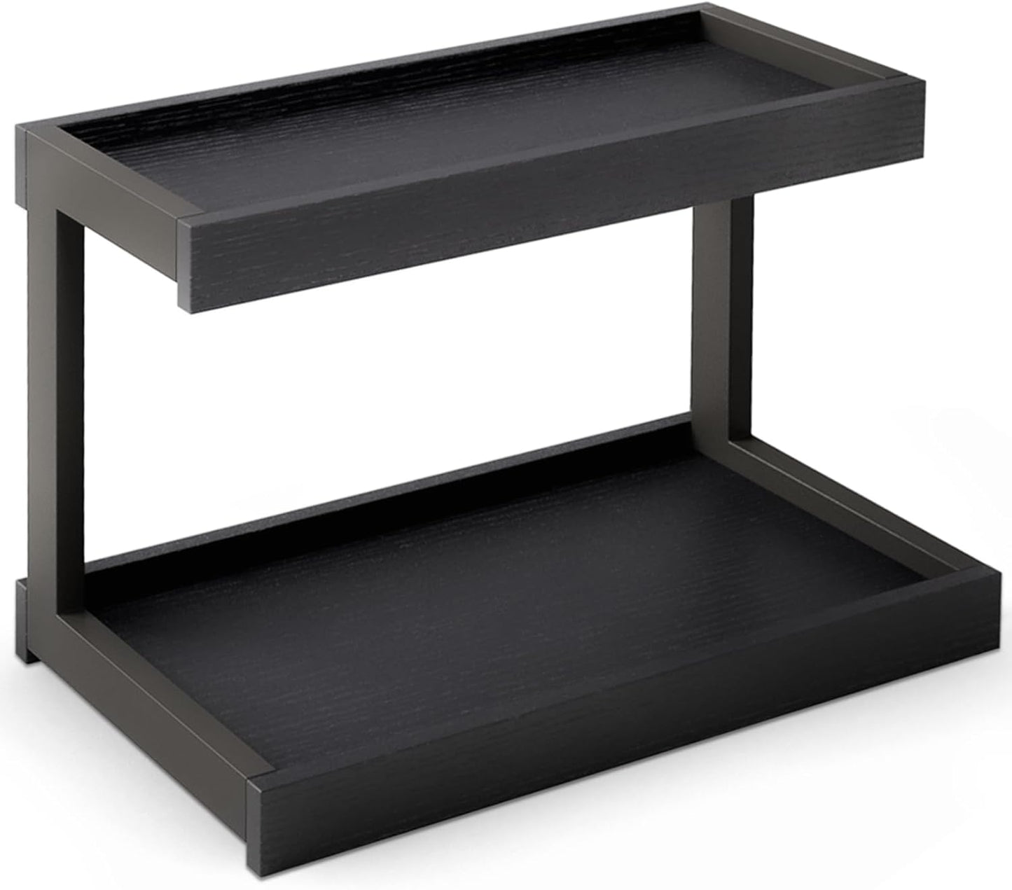 MARTY 2 Tier Spice Rack Organizer for Countertop, 15.8''L Coffee Station/Bathroom Organizer Countertop, Counter Shelf Desktop Storage Organizer for Kitchen, Bedroom, Office (Black)