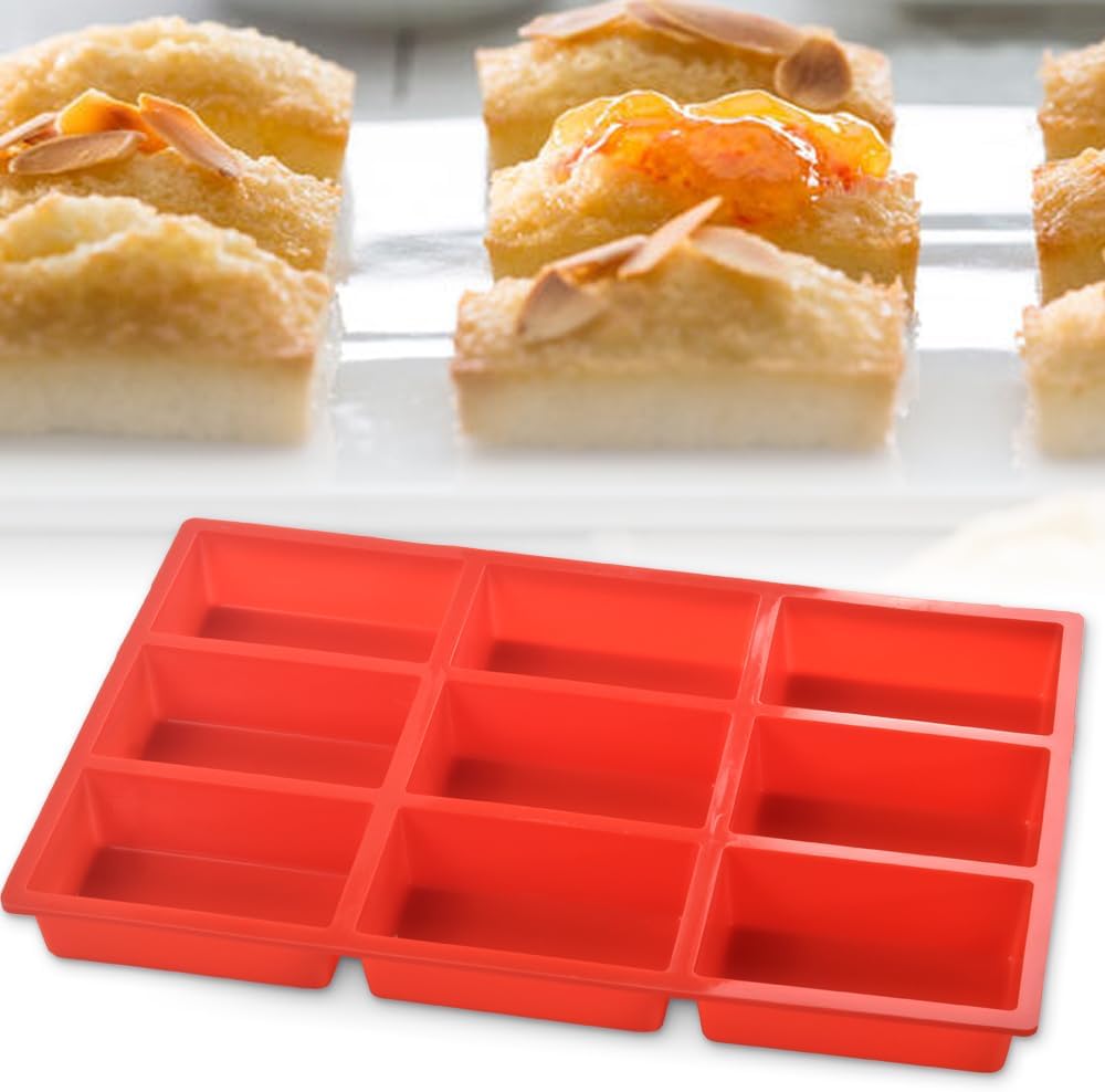 Silicone Mini Loaf Pan, Non-Stick Bread Pan, 9 Cavity Baking Mold for Loaf Cake, Bread, Meatloaf, Pack of 2