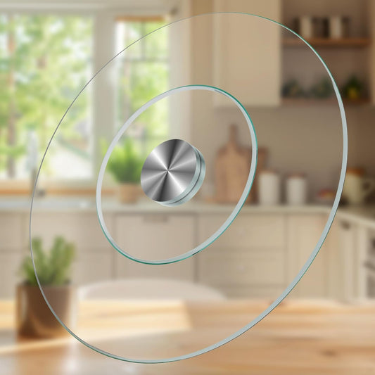 27'' Glass Lazy Susan Turntable Dining Table, 360 ° Round Dinner Plate Rotating Tray Transparent Dinner Plate, Silent and Smooth Rotation of The Dinner Plate (27inch/70cm)