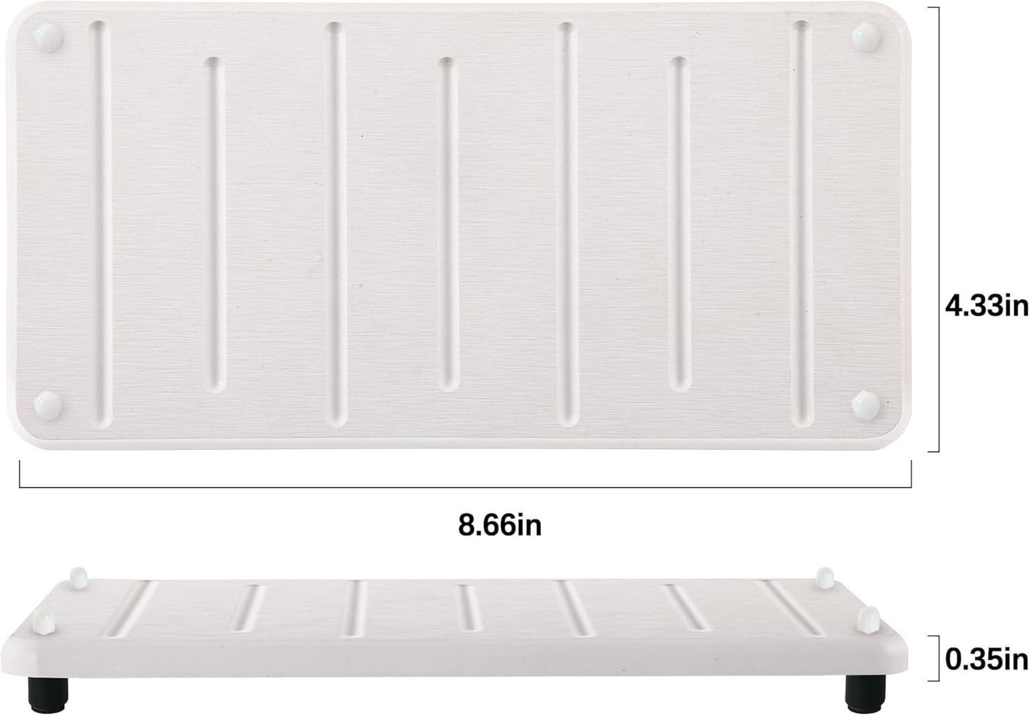 2PCS Water Absorbing Stone Drying Mat for Bathroom Sink & Kitchen Counter Organizer, Instant Dry Soap Dispenser Sponge Holder, Sink Caddy, Vanity Tray (8.66"x4.33"-White)