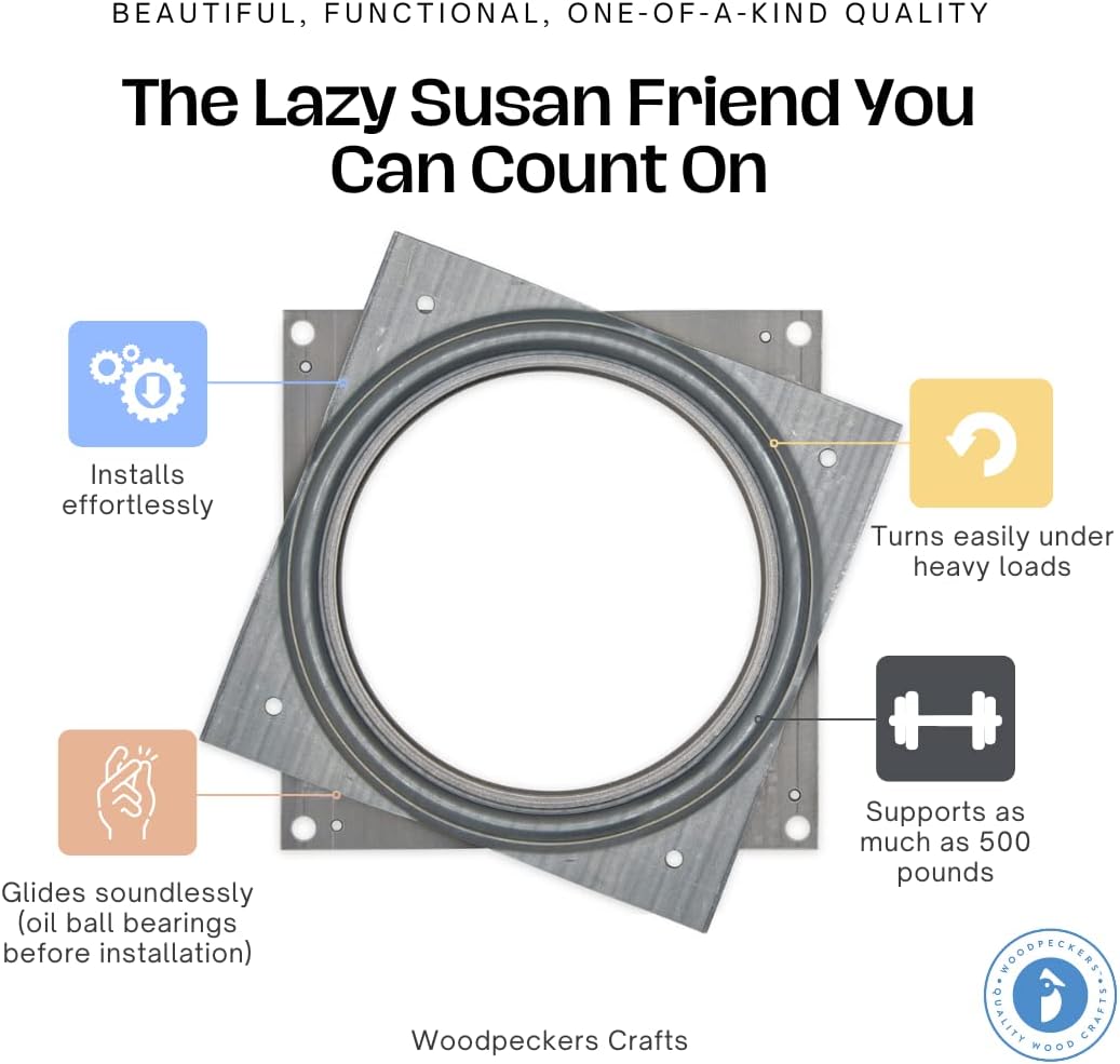 Lazy Susan Hardware, 6 inch, 500 lbs. Load Capacity, Pack of 10 Steel Lazy Susan Turntable Ball Bearing, by Woodpeckers