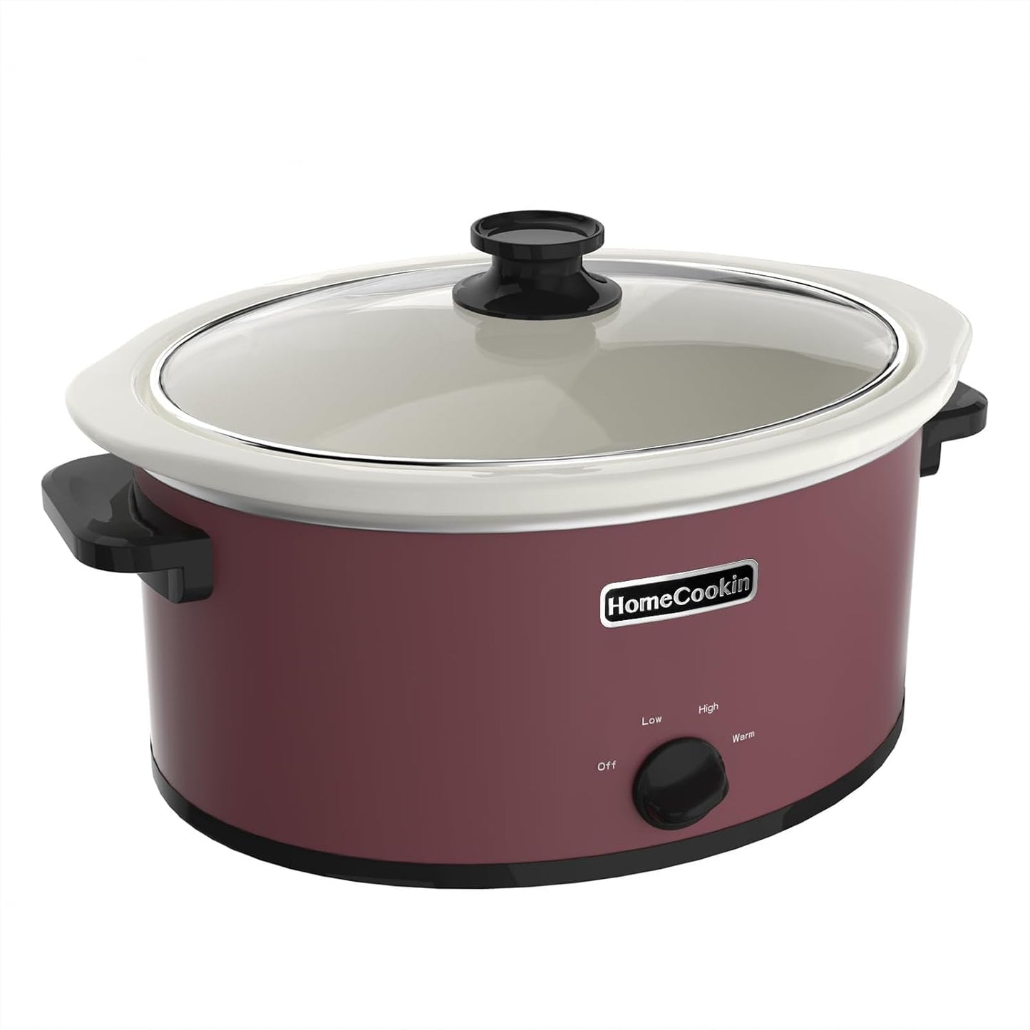 HOMECOOKIN 6 Quart Slow Cooker Oval Manual Pot Food Warmer with 3 Cooking Settings, Red