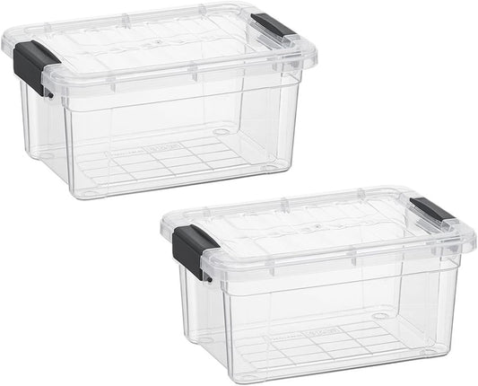Superio Clear Storage Bins with Lids, Stackable Storage Box with Latches and Handles, Extra Small, 2 Pack 3 Quart