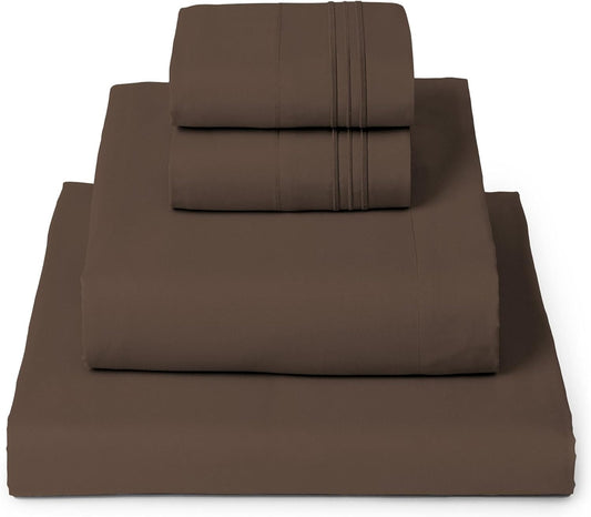 Mellanni King Sheets Set - 4 PC Iconic Collection Bedding - Hotel Luxury, Extra Soft, Cooling Bed Sheets - Wrinkle, Fade, Stain Resistant (King, Brown)