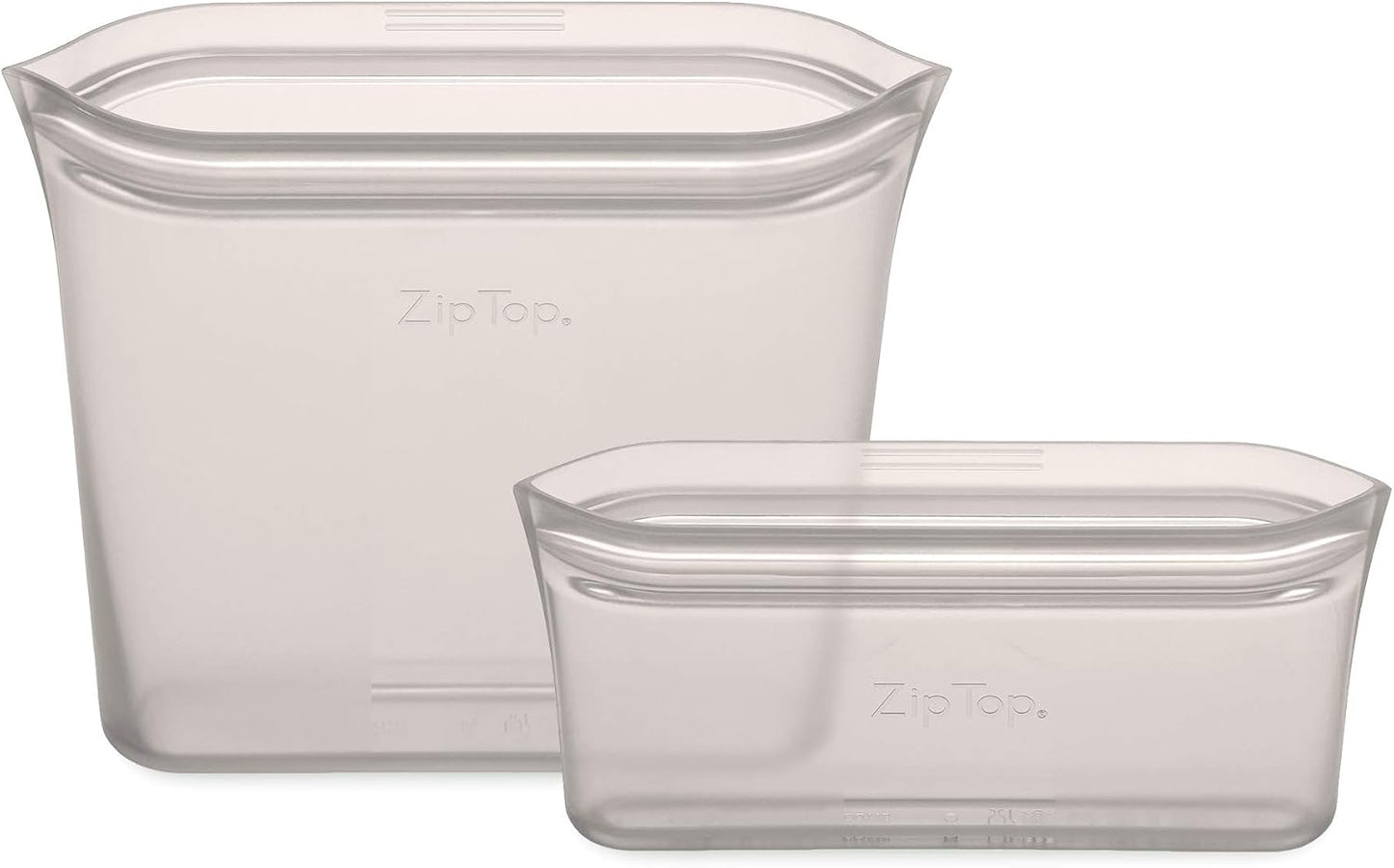 Zip Top Reusable Food Storage Bags | 2 Bag Set [Gray] | Silicone Meal Prep Container | Microwave, Dishwasher and Freezer Safe | Made in the USA