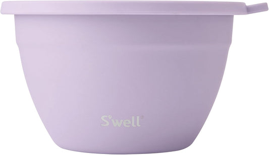 S'well Stainless Steel Salad Bowl Kit 64oz, Lilac, Comes with 2oz Mini Canister and Removable Tray for Organization, Leakproof, Easy to Clean, Dishwasher Safe
