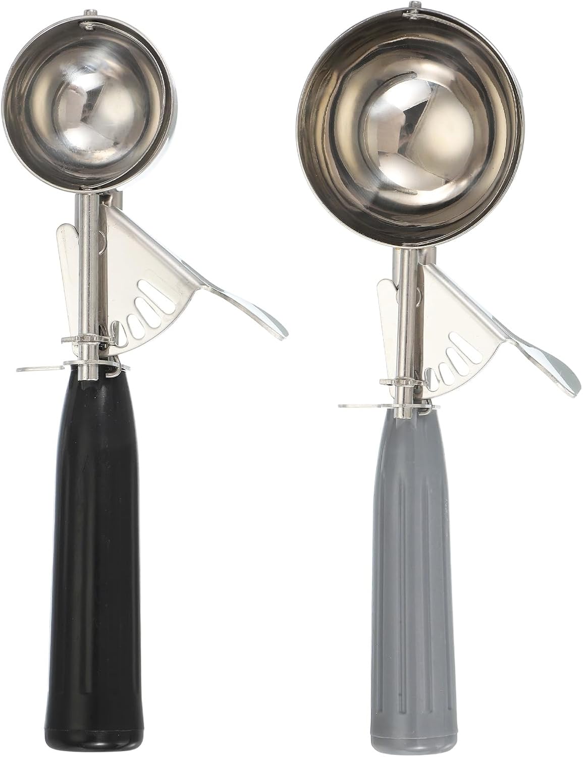 uxcell 2 Pcs Cookie Scoops, Ice Cream Scoop with Trigger for Baking Cookie Dough Rice Pudding Kitchen Gadget, Black, Gray