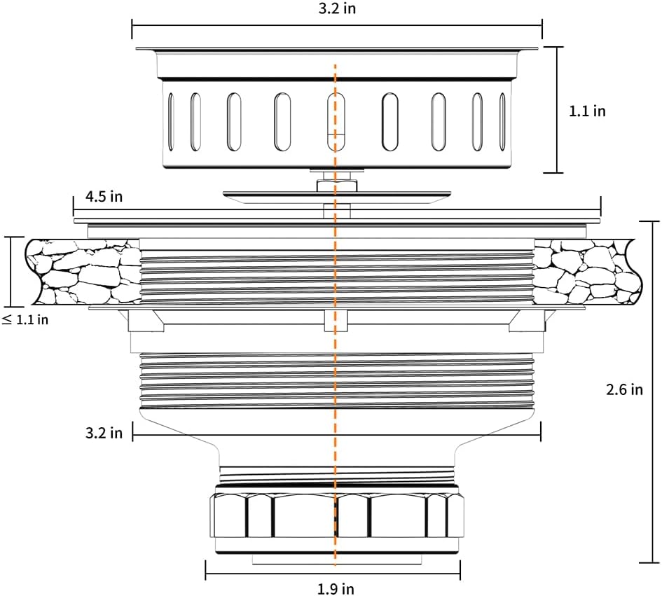 KONE Copper Sink Drain 3.5 Inch Kitchen Sink Drain Assembly Stainless Steel Sink Strainer Sink Stopper Antique Copper Basket Strainer for 3-1/2 Inch Commercial Kitchen Sink