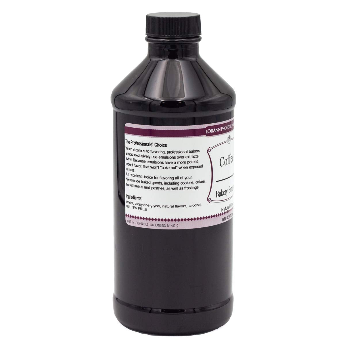 LorAnn Oils Coffee Bakery Emulsion: True Essence, Ideal for Boosting Fruit Tones in Cakes, Cookies & Desserts, Gluten-Free, Keto-Friendly, Extract Substitute Essential for Your Kitchen, 16 Oz