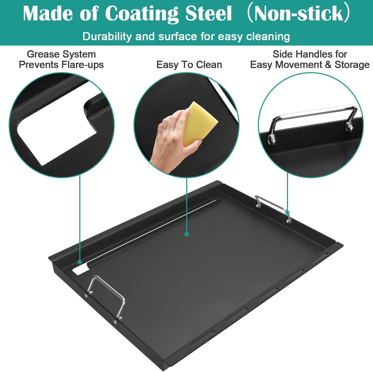 Full Size Griddle Inserts for Charbroil Performance 2 Burner 463630021 463660421 463630422 463660021 463655621, Flat Top Griddle for Char-Broil Advantage 463631410 463251414 463672019 Grill