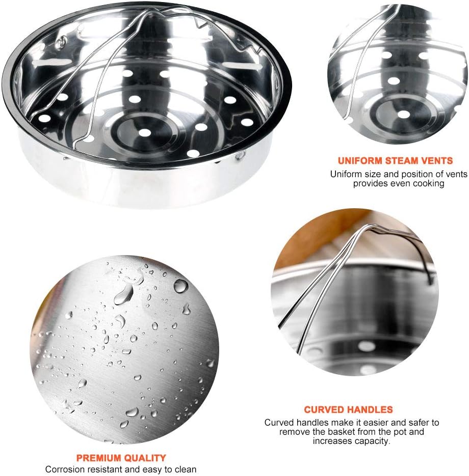 Secura Stainless Steel 6-quart Electric Pressure Cooker Steam Rack Steamer Basket Insert Set