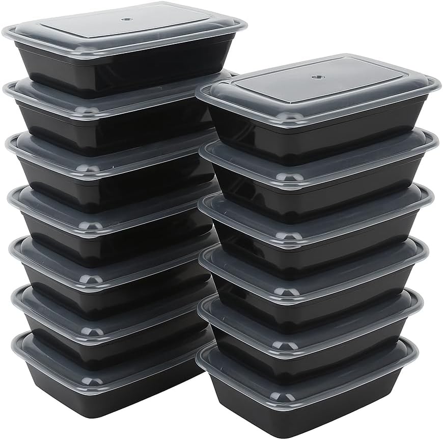 Ruthy's Outlet Meal Prep Containers W/Lids -Square Food Storage – BPA-Free| Stackable | Microwave | Freezer & Dishwasher Safe | Reusable Lunch Bento Box Portion Control & Planning (15 Pack, 32 oz)