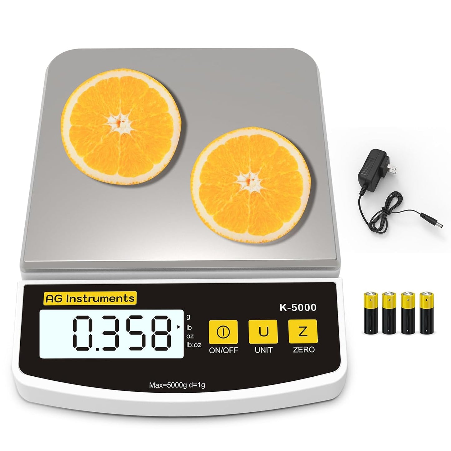 11lb/1g Digital Food Kitchen Scale, Multi-Functional Grams Ounces for Cooking Baking Diet Meal Prep Weight Loss, 4 Units, Stainless Steel Zero Tare Function