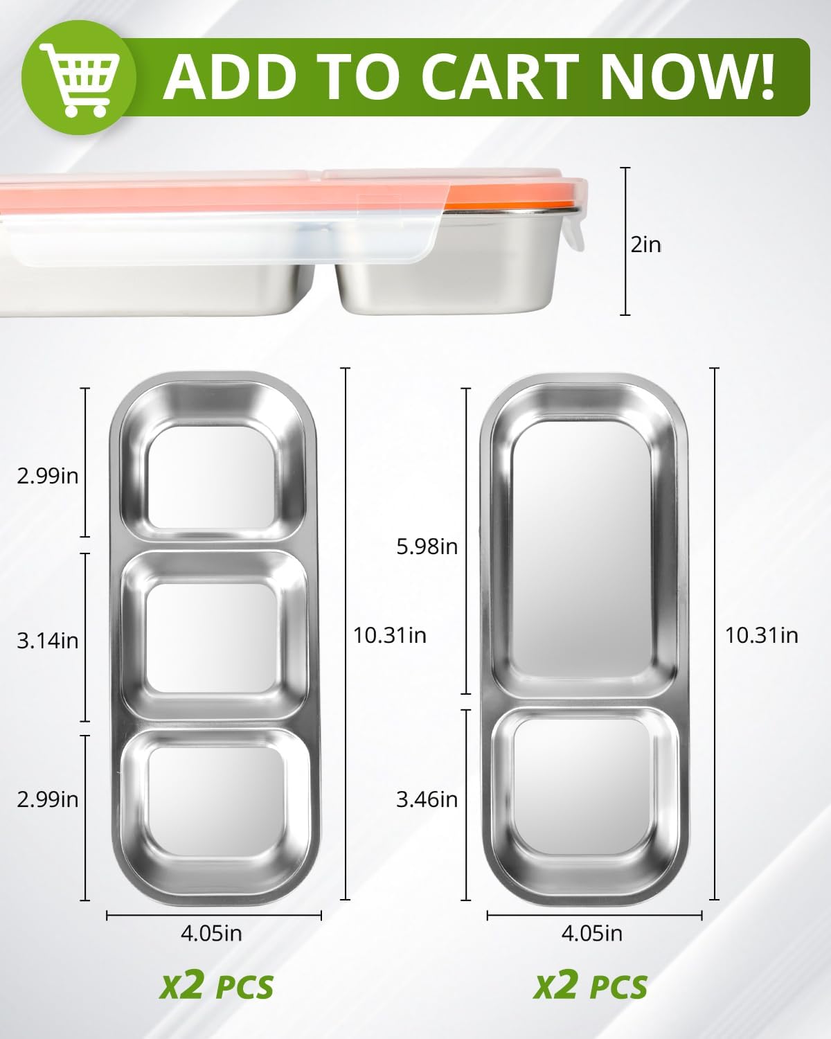 4-Pack Food-Grade Stainless Steel Snack Containers, Multi-Compartment & Leakproof, Ideal for Families & Travel, Stackable, Kid & Adult Bento Storage (4 Pack)