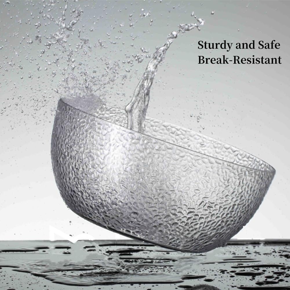 Qxbekmor 130 oz Acrylic Salad Bowls, 9.5" Serving Bowls for Fruits, Popcorn, Chips, Dips, Condiments, Break-Resistant Set of 2, Clear Circular