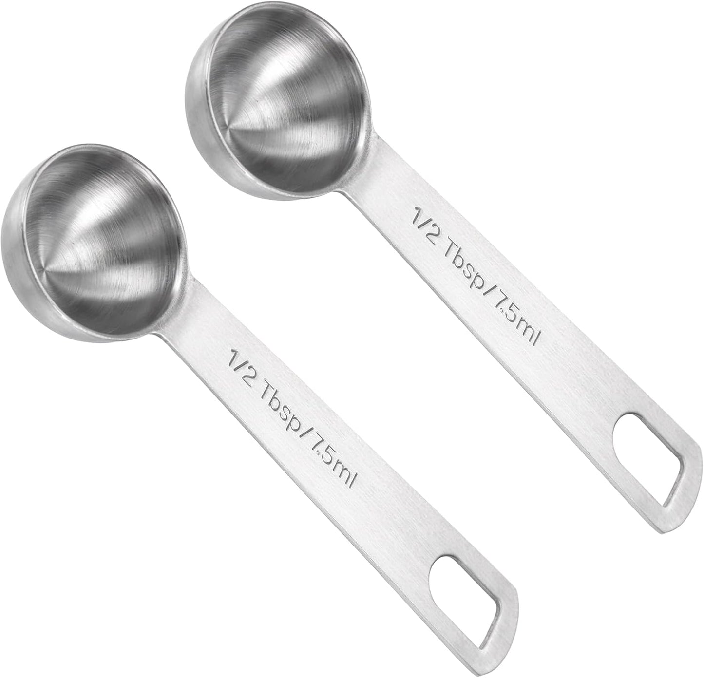 2 PCS Measuring Spoons Tablespoon Measuring Spoon 1/2 Tbsp (1 1/2 tsp | 7.5 ml |7.5 cc| 0.25 oz) Mini Spoons Stainless Steel Measuring Spoons for Kitchen Cooking Spoon(Silver)