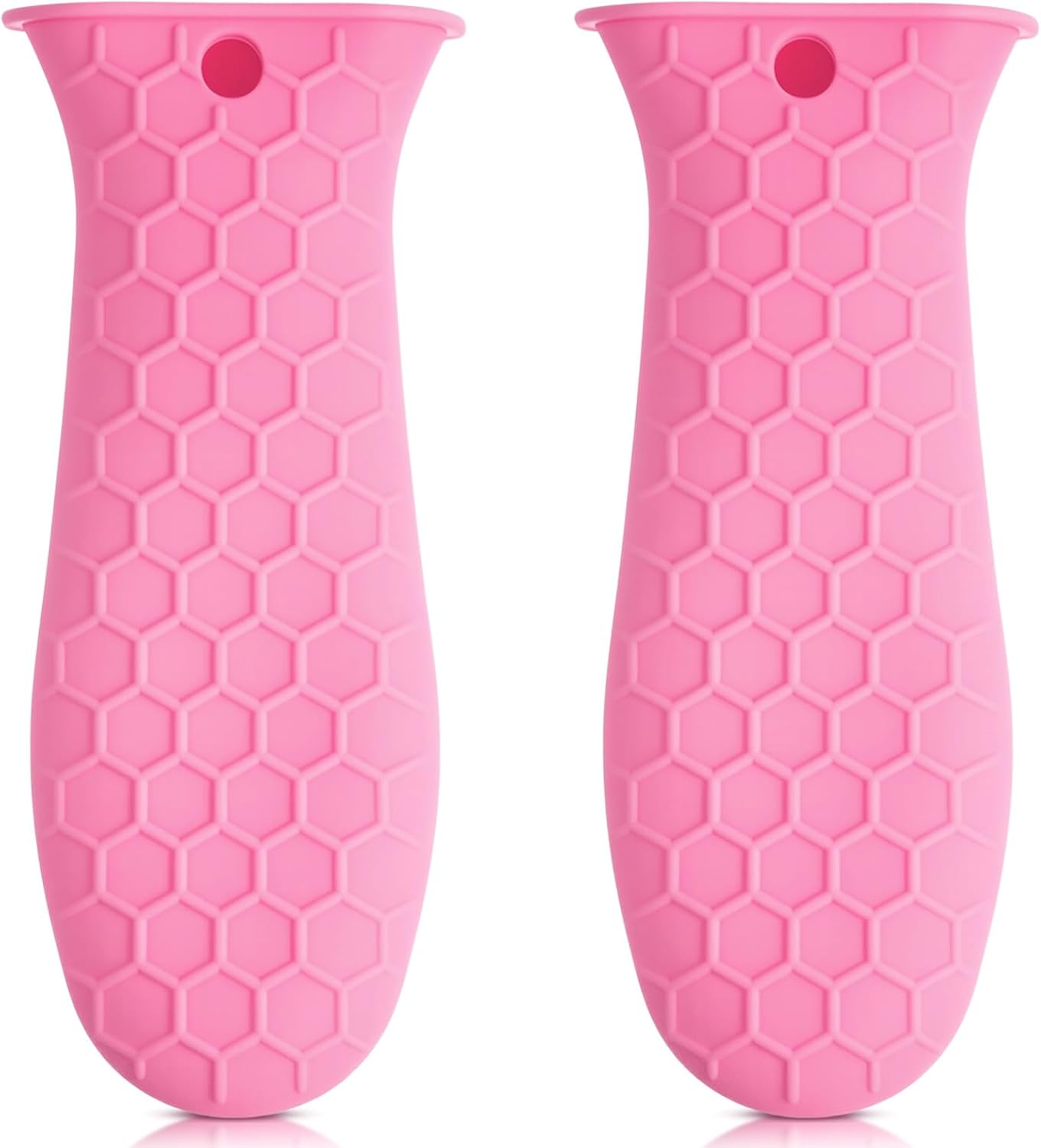 Patelai 2pcs Silicone Handle Cover for Cast Iron Skillet Kitchen Silicone Handles for Pots and Pans Non-Slip Pot Holder Sleeve for Fry Pan Griddles Metal Aluminum Cookware(Pink)