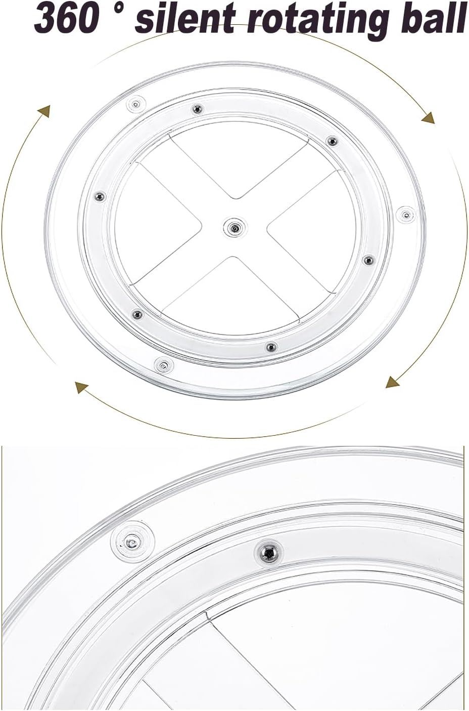 9.25 Inch Lazy Susan Turntable, Clear Plastic Spinning Organizer for Cabinet, Fridge, 360° Rotation, Easy to Clean, Kitchen, Bathroom, Vanity Countertop Storage Solution (Clear, 9.25inch 1 Tier)