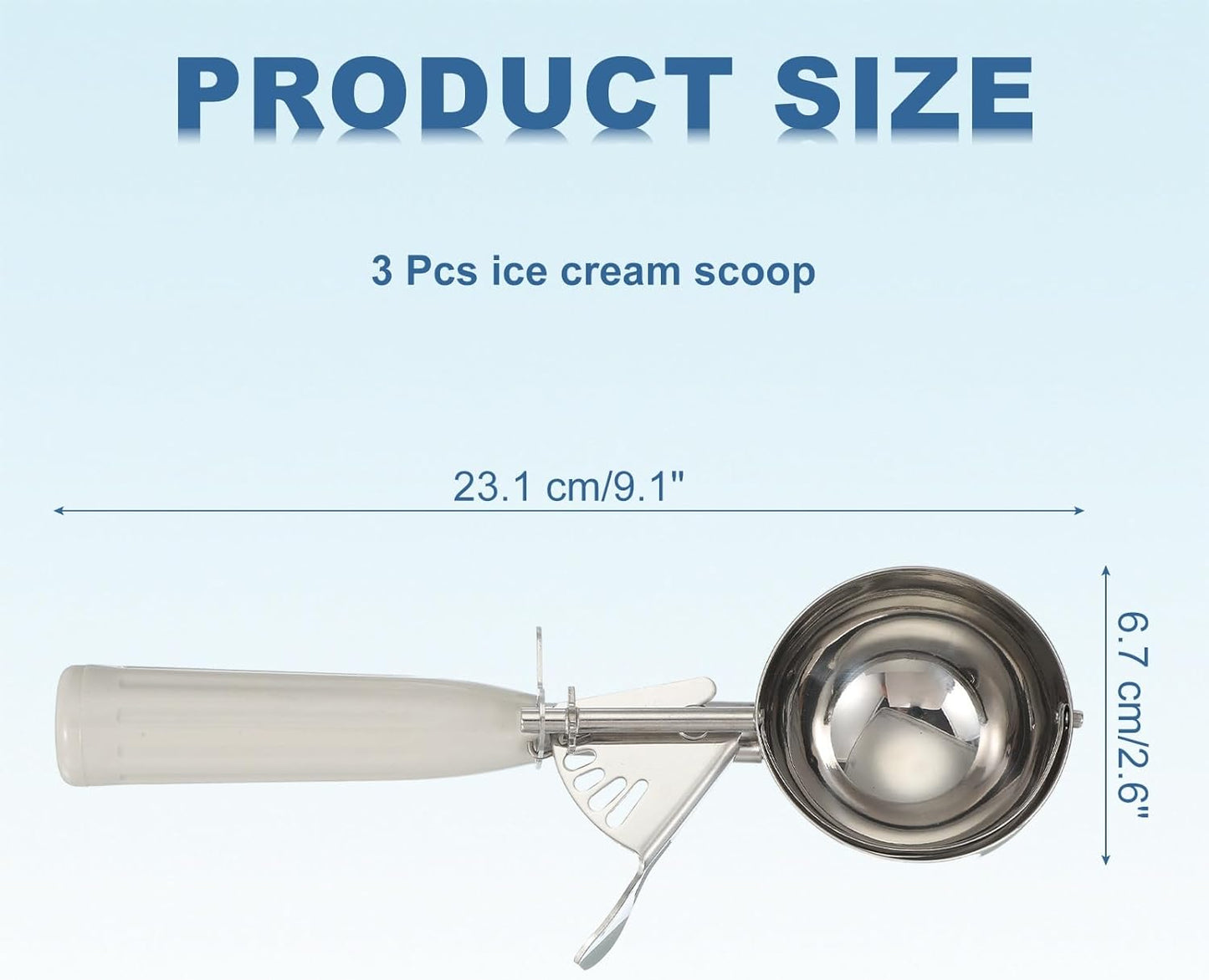 uxcell 3 Pcs Cookie Scoops, Ice Cream Scoop with Trigger for Baking Cookie Dough Rice Pudding Kitchen Gadget, Beige