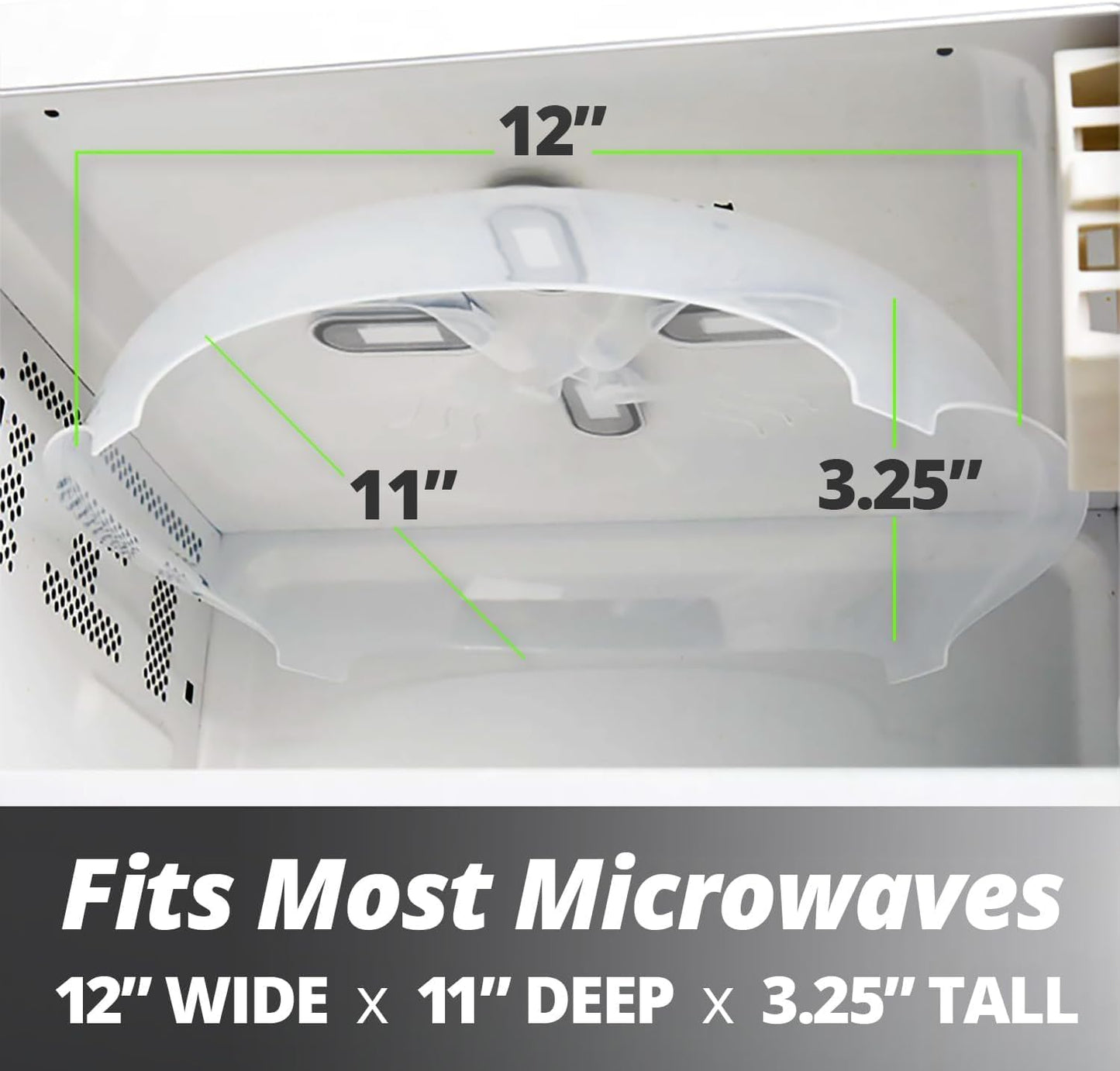 Magnetic Splatter Cover, 12-Inch Clear BPA-Free Food Lid, Vented Plate Guard with Steam Vents, Anti-Splash Microwave Lid, Dishwasher Safe, Space-Saving Magnetic Storage - Graphite