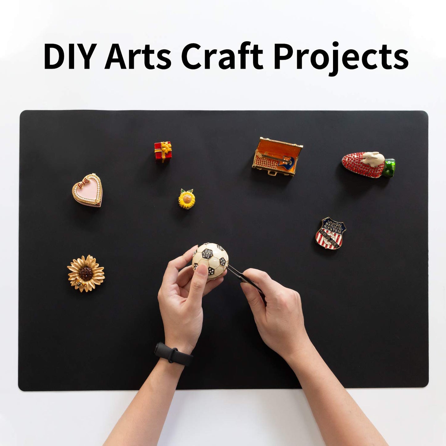 2 Pack Extra Large Silicone Mats for Baking Crafts, Multipurpose Kids Dinner Placemat Desk Countertop Waterproof Protector Heat Insulation Kitchen Pastry Rolling Dough Pad, Black, 23.6 x15.75 Inch