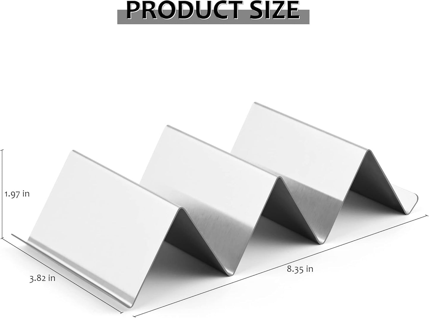 Smithcraft Taco Holder Stand, Stainless Steel Tacos Holders Tray, Oven Grill Safe Shell Holder With Handles, Fill Serve Rack Holds Up to 3 Tacos Each, Set of 4