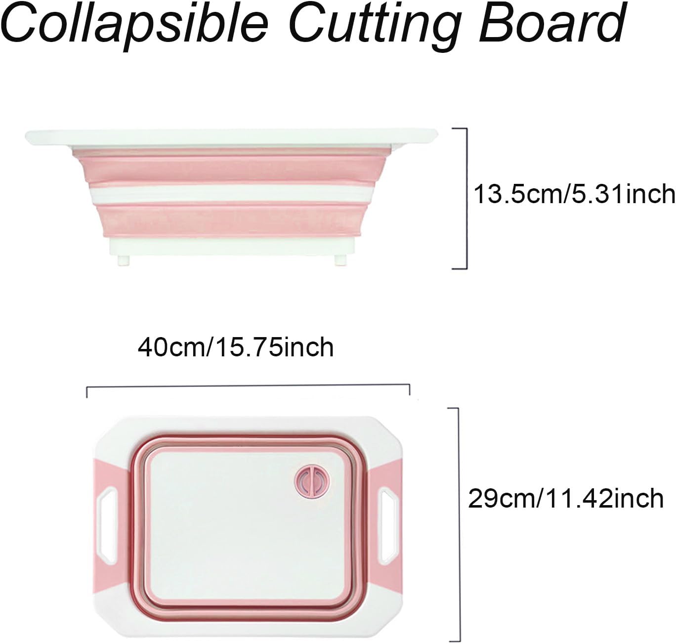 Camping Collapsible Cutting Board Dish Basin BBQ Prep Tub Camp Sink Dish Washing Station Multifunctional Storage Basket(Pink white)