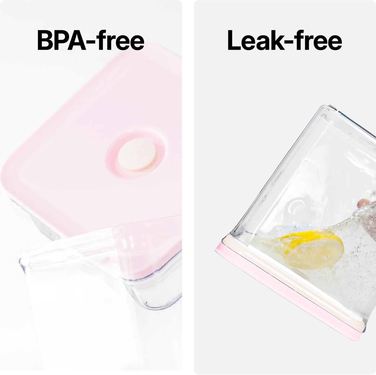 Premium Airtight Food Storage Containers ROSE 0.53qt(0.5L) x2pcs, Patented Double Silicone Lining, 100% Leak Proof, BPA-FREE