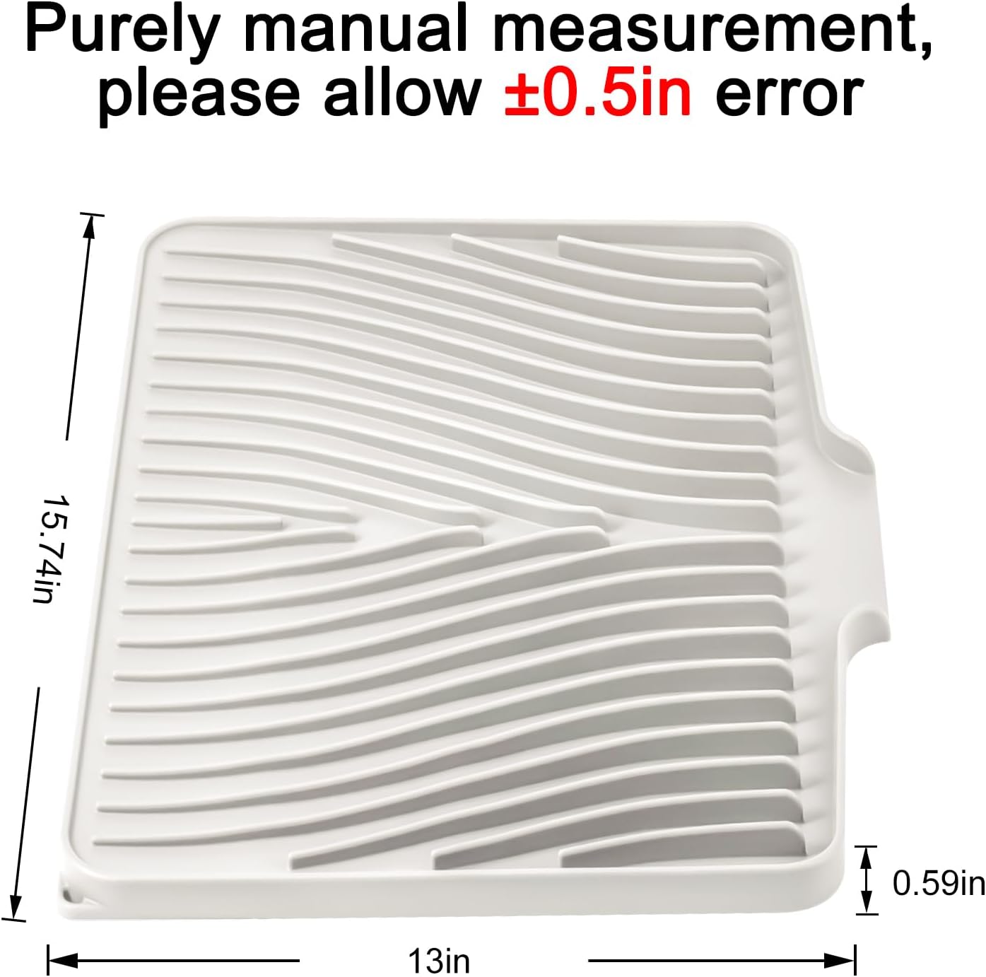 Silicone Dish Drying Mat for Kitchen Counter, Dish Drying Pad, Non-Slip Drain Pad with Built-in Drain, Heat Resistant Stone Drying Mat(15.8" x 13", Cream)