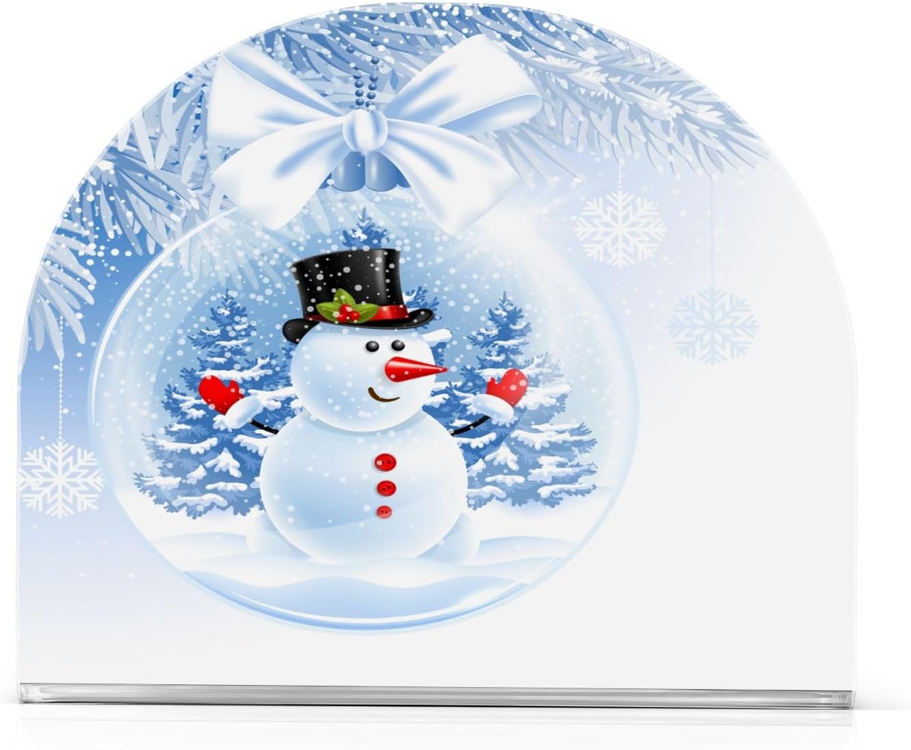 Snowman Winter Snowflake Christmas Napkin Holder for Table Paper Napkins Holder Acrylic Tissue Dispenser Kitchen Dining Room Bathroom Party Car Decor