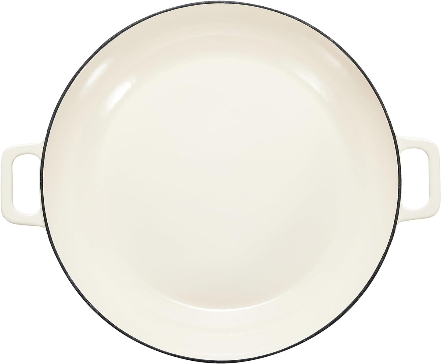 Amazon Basics Enameled Cast Iron Covered Round Casserole Skillet with Lid for Oven, 3.3-Quart, White