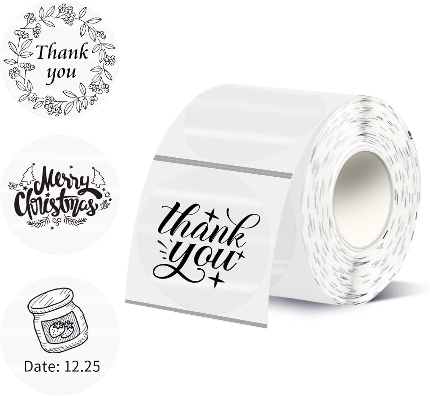 Thermal Labels,2 Inch Transparent Color Round Thermal Printer Stickers,Self-Adhesive Round Direct Thermal Labels,Thermal Stickers for DIY Logo Design,Name Tag (300/Roll