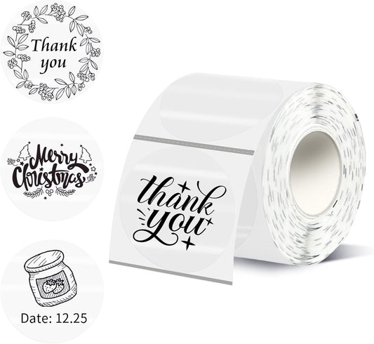 Thermal Labels,2 Inch Transparent Color Round Thermal Printer Stickers,Self-Adhesive Round Direct Thermal Labels,Thermal Stickers for DIY Logo Design,Name Tag (300/Roll