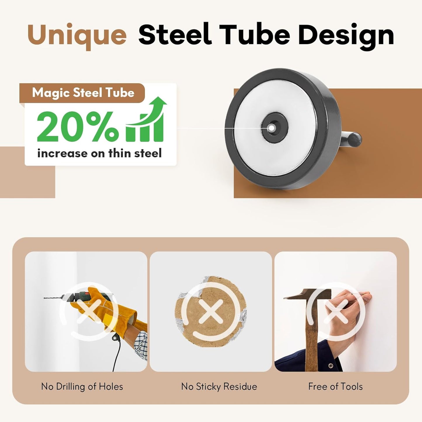 Neosmuk Magnetic Hooks, Cruise Ship Essentials, 80lb+ Heavy Duty Magnetic Hooks for Cruise Cabins, Refrigerator, Grill, Hanging, and Travel | Extra Strong Must-Haves Magnet Hook,Gunmetal