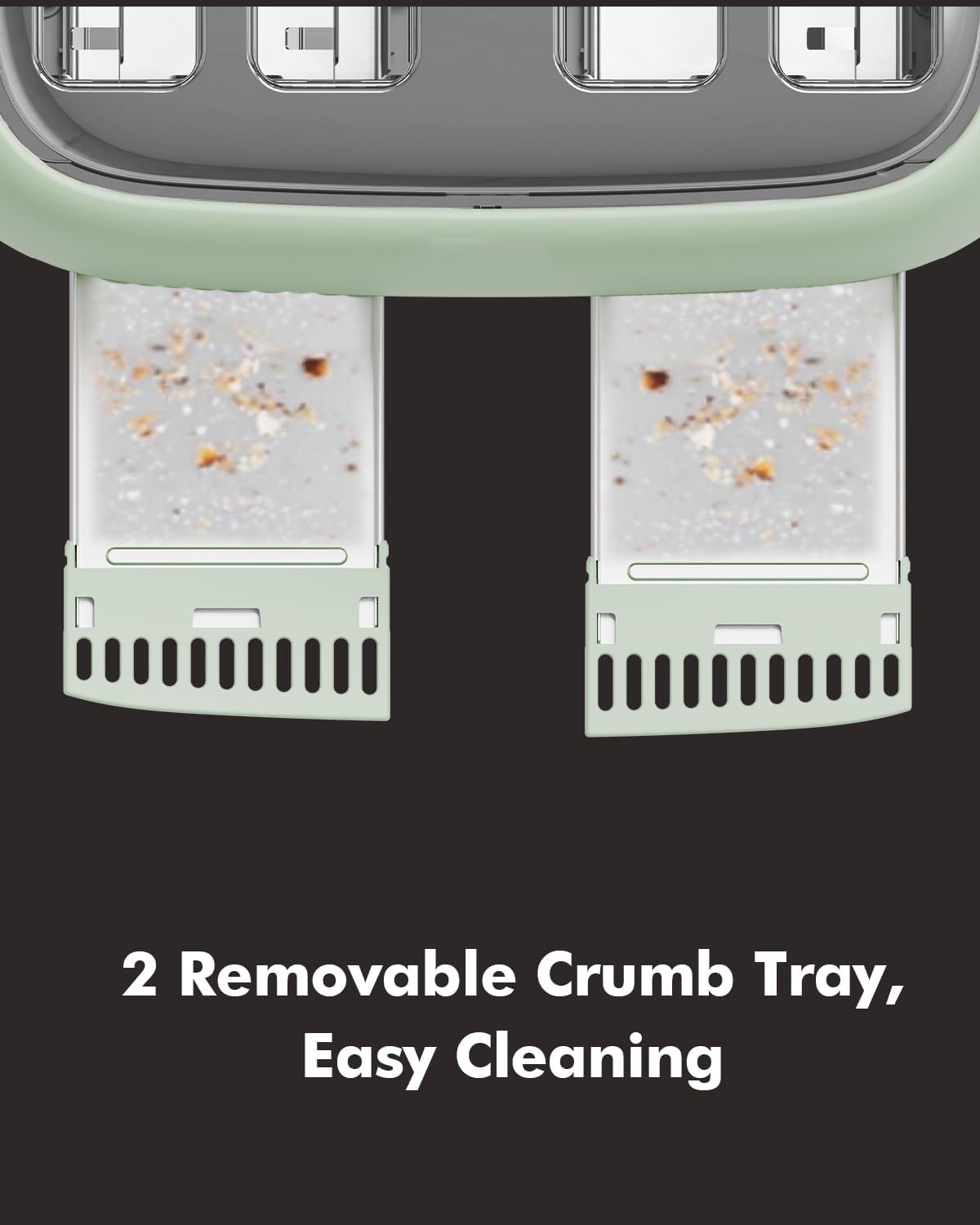 Retro 4-Slice Toaster 1.6" Wide Slots - 6 Toast Settings with Bagel Function, Stainless Steel Body, Defrost/Cancel Button & Crumb Tray, Vintage Green