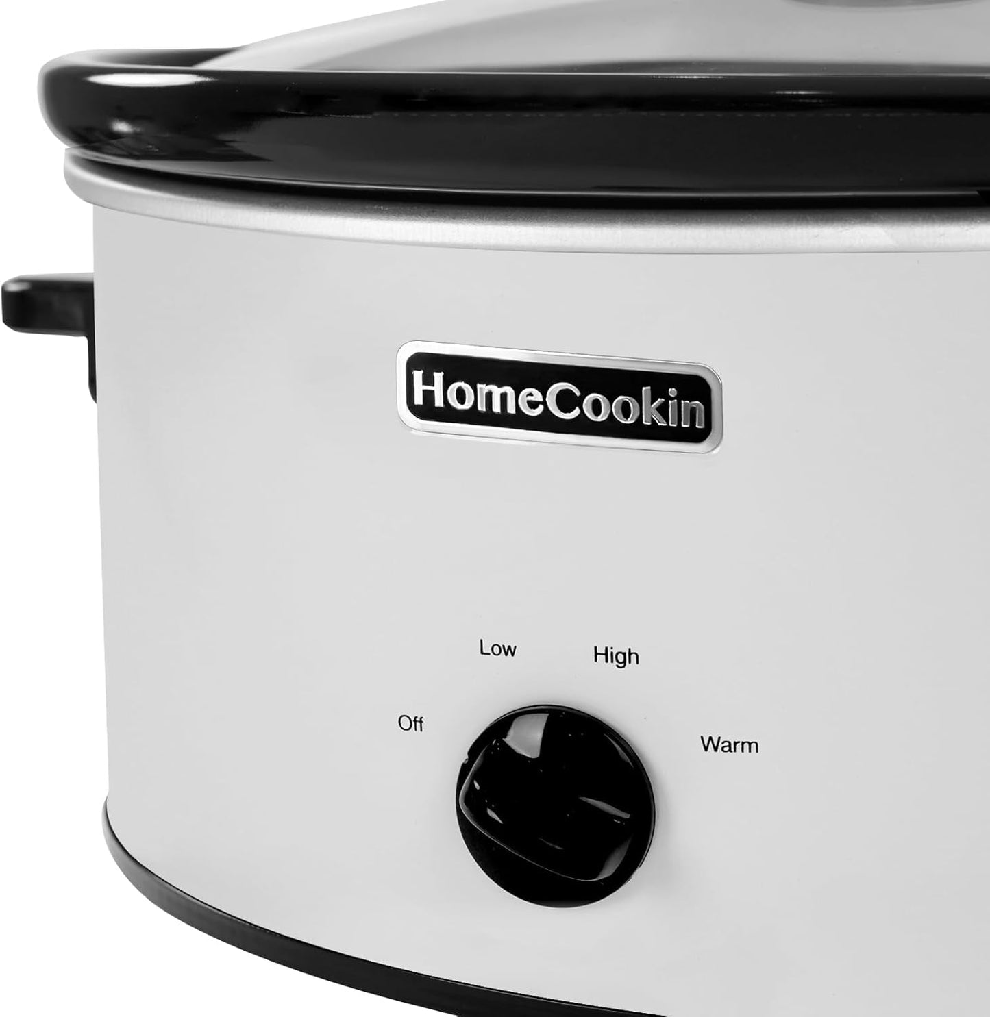 HOMECOOKIN 6 Quart Slow Cooker Oval Manual Pot Food Warmer with 3 Cooking Settings, White Stainless Steel