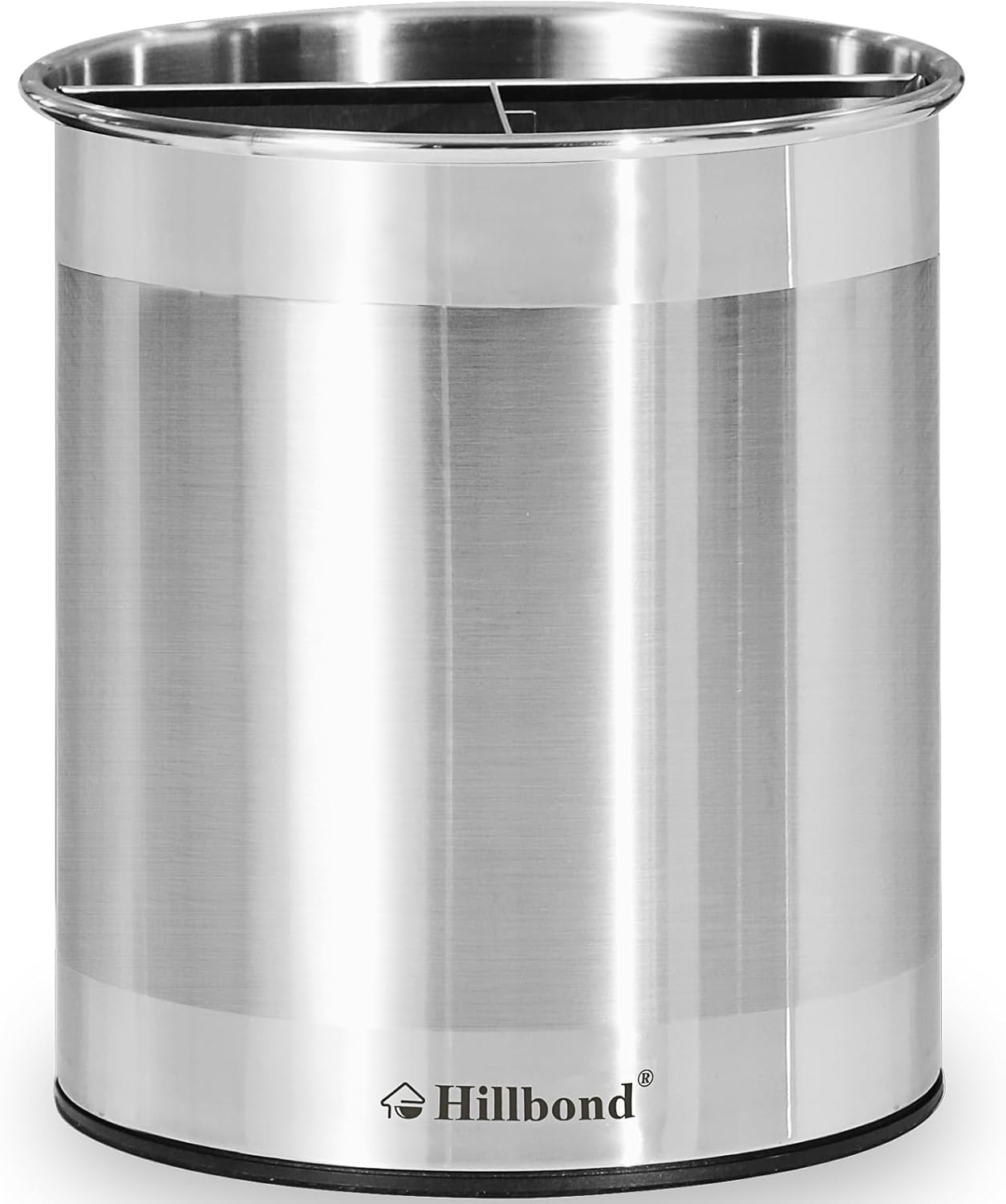 Hillbond Stainless Steel Utensil Holder for Kitchen Counter with Removable Divider, 6.9x7.5 inch Metal Utensil Holder for Countertop, 360° Rotating Spatula Crock for Cooking (EXTRA LARGE)
